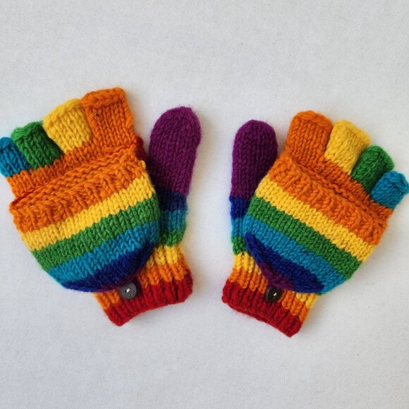 Accessories - Rainbow Convertible Fingerless Mittens Gloves Pride Rainbow Dash Colorful Cute